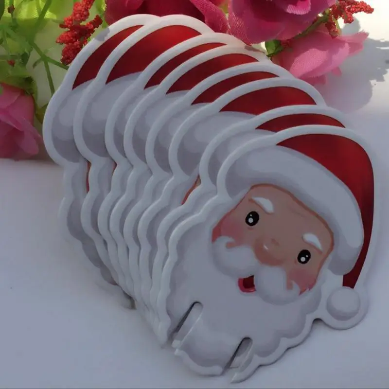 10PCS/Pack Christmas Decoration For Table Cup Cute Santa Claus Card Ornament Xmas Party Supplies Wine Glass Santa Hat Decoration