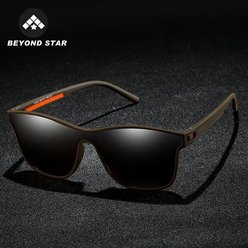 

BEYONDSTAR NEW Sports Men Sunglasses Polarized Square Male Driving Brown Lens Blue Mirrored Glasses Fishing Eyewear TR79036