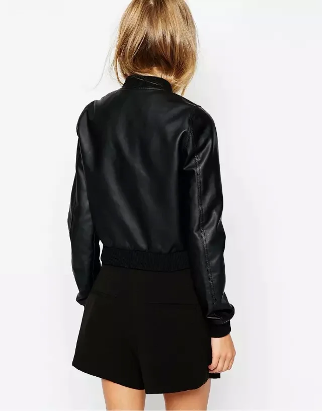 Зимние кожаные куртки женский, Черный мотоциклетная кожаная куртка пальто