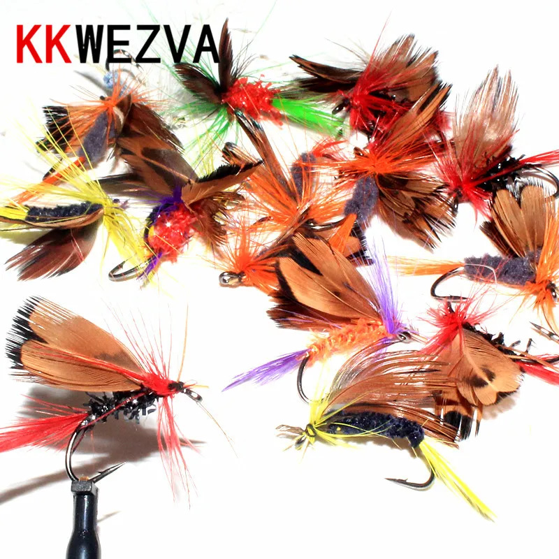 

KKWEZVA 24pcs Fly fishing Lure Hooks Butterfly Insects Style Salmon Flies Trout Single Dry Fly Fishing Lures Fishing Tackle