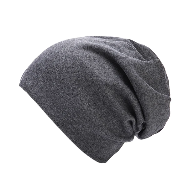 Мягкая хлопковая шапка Skullies Beanies, мужская шапка, женская зимняя шапка, Женская одноцветная уличная шляпа, громоздкая вязаная шапка, простая мешковатая шапочка - Цвет: Темно-серый