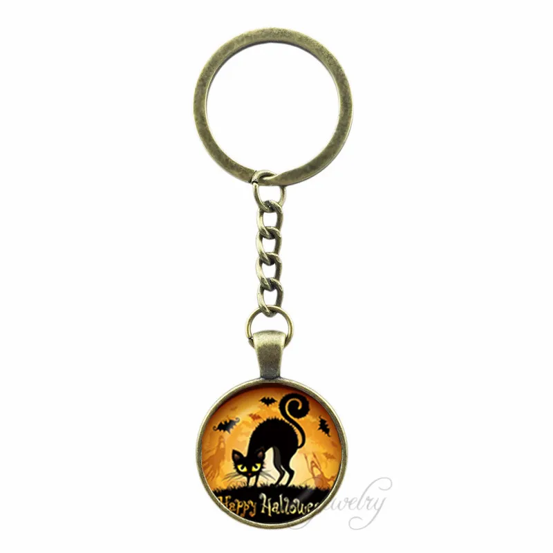 2018 Hot sale Halloween Keychain Jewelry Wholesale Vintage Cat Key