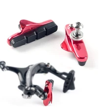 1Pair Road Bike V Brake Pads Bicycle Brake Pads Aluminum Alloy Rubber Blocks C Clamp Brake Shoes Cycling Durable Accessories