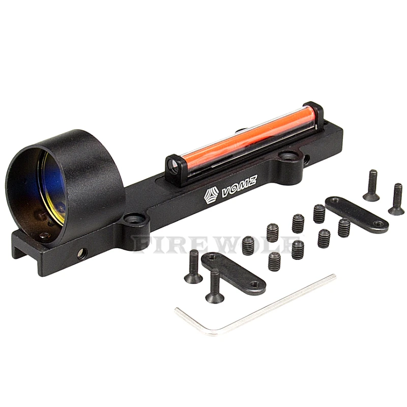 Funciona sem Bateria Vermelho Verde Fibra Dot Sight 1x28 Colimador Vista Ajuste Espingardas Rib Trilho Vent Parafuso Montagem - Red 8 rib trilho parafuso montagem funciona sem bateria