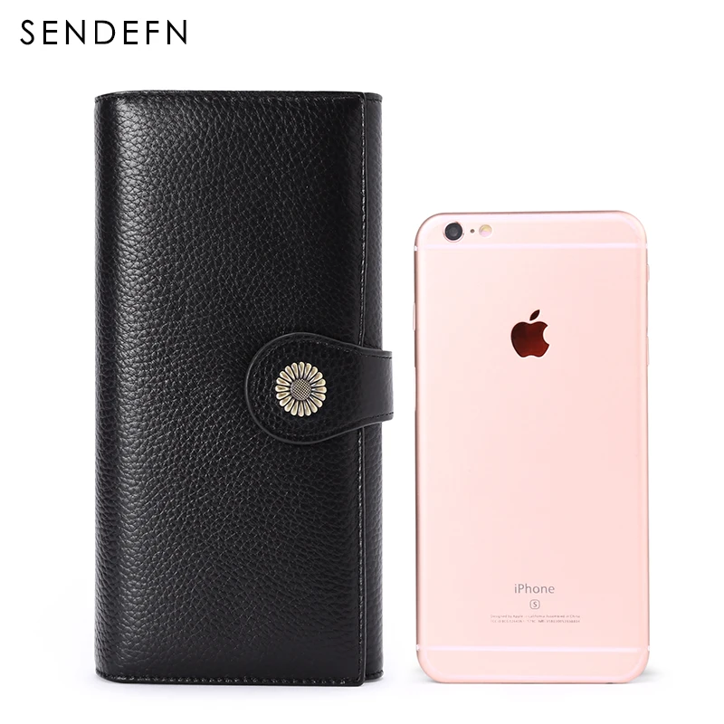 SENDEFN جديد سبليت جلدية بيع النساء مخلب محفظة جلدية الإناث محفظة طويلة النساء سستة محفظة حزام المال حقيبة محفظة 5209-55