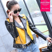 3XL, стильная цветная Новинка, Женская куртка из искусственной кожи, европейский стиль, тонкие короткие куртки для женщин, w609