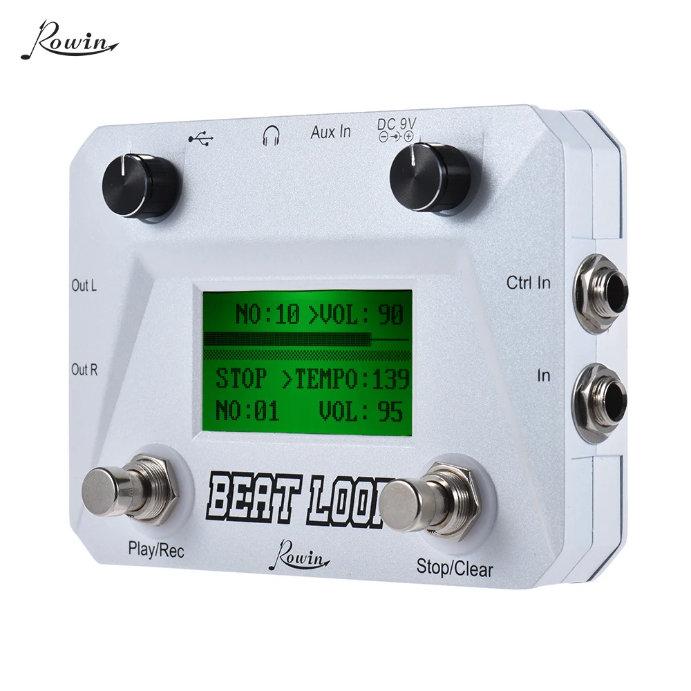 

Rowin BEAT LOOP Loop Recording Guitar Effect Pedal Looper Max. 50min Recording Time Built-in 40 Drum Sounds