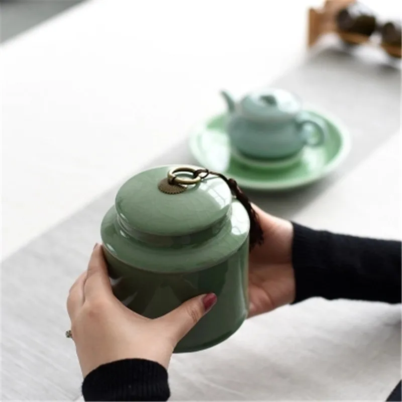 Чайные канистры из керамики Longquan Cceladon дорожные герметичные емкости для хранения переносные чайные банки пряность для чая коробка фарфоровые банки для конфет