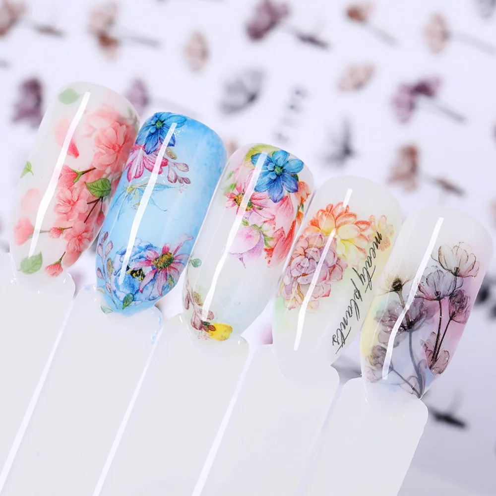 1 лист 3D наклейки для ногтей суккулентные растения красочные красивые цветы клейкая переводная наклейка для маникюра украшения для ногтей