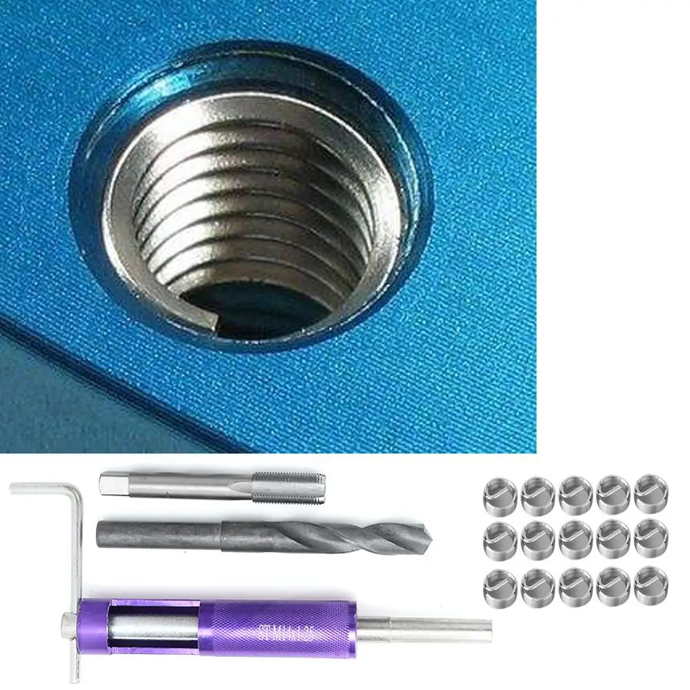 

18pcs M11/14 Stainless Steel Wire Screw Sleeve Thread Repair Insert Kit Tool Set (M14*1.25)