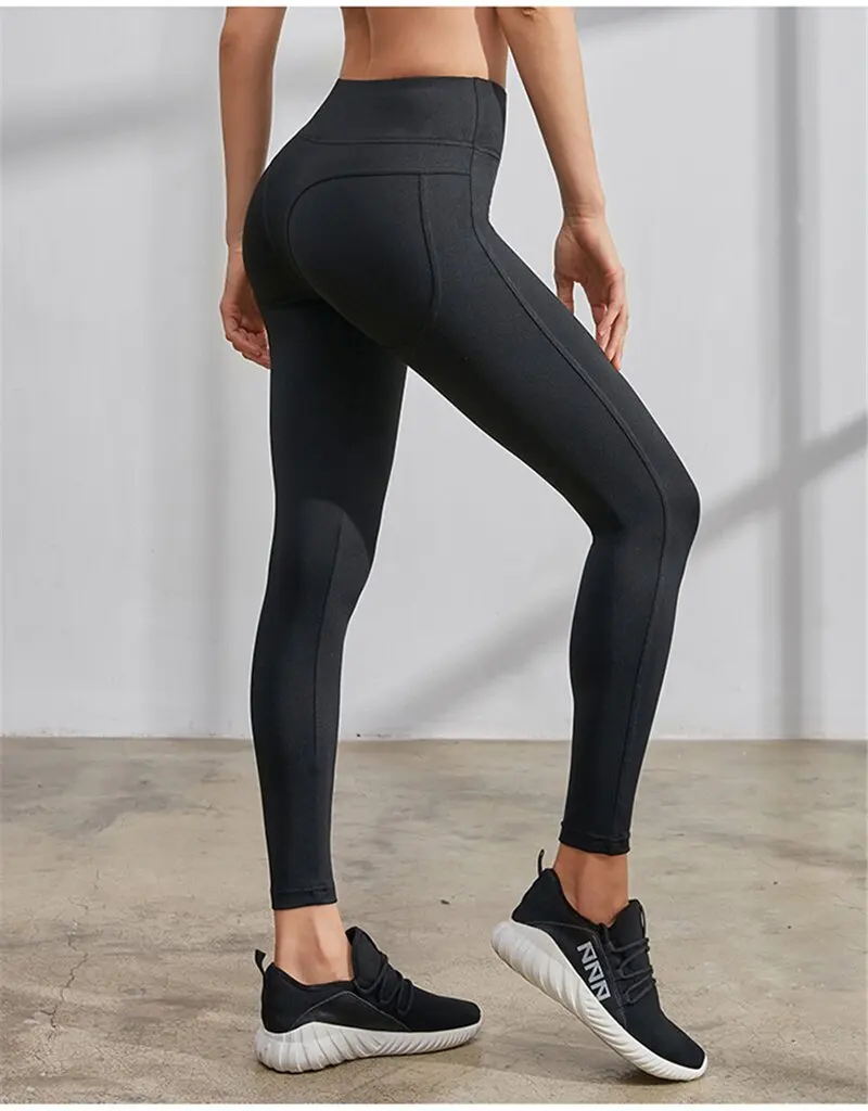 Vansydical, штаны для йоги, женские, высокая талия, эластичные, для спортзала, бега, спортивная одежда, колготки, бедра, пуш-ап, для фитнеса, спортивные Леггинсы - Цвет: FS910501 black