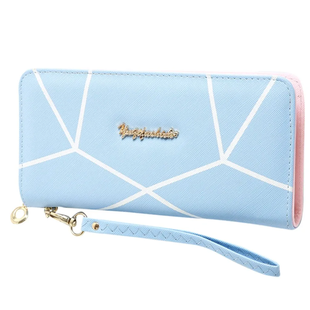 

Womens Wallets and Purses Lady Long Zip Wallet Geometric Pattern Mobile Phone Large Capacity Card Bag England Style Fashion #DX