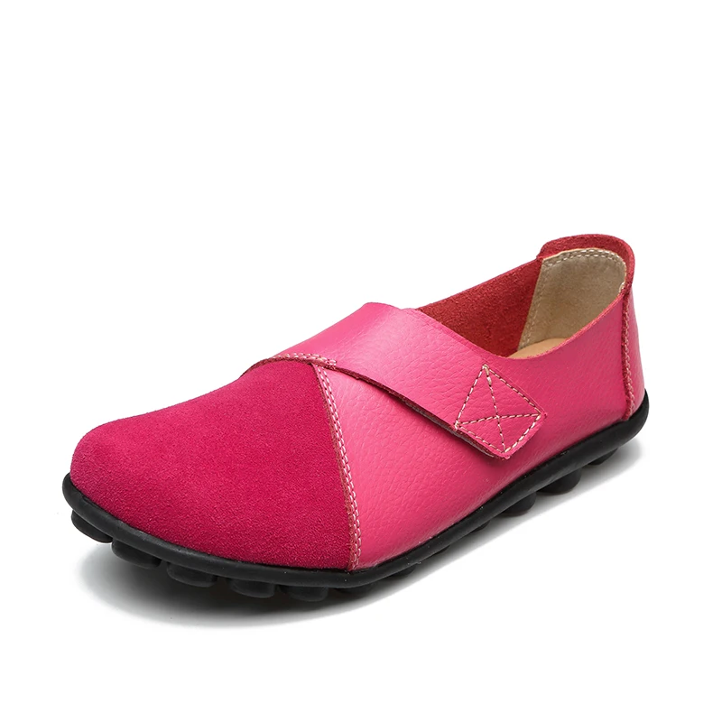 

Plardin Women Flats Spring Fashion Comfort Genuine Leather Flat Shoes Woman Slip On Female Green Emerald Shoes zapatos mujer