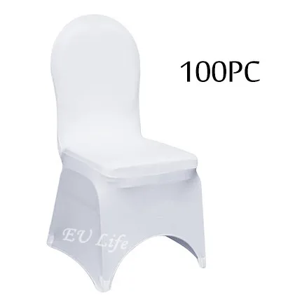 

100PC Strech Elastic Universal White Spandex Wedding Chair Covers for Weddings Party Banquet Hotel Home Decoration Wholesale