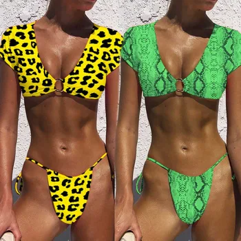 

Sexy Swimwear Women Bikini Set Print Snake Print Push-Up Padded Bra Beach Bikini Set Swimsuit Beachwear Biquini Swimsuit 40
