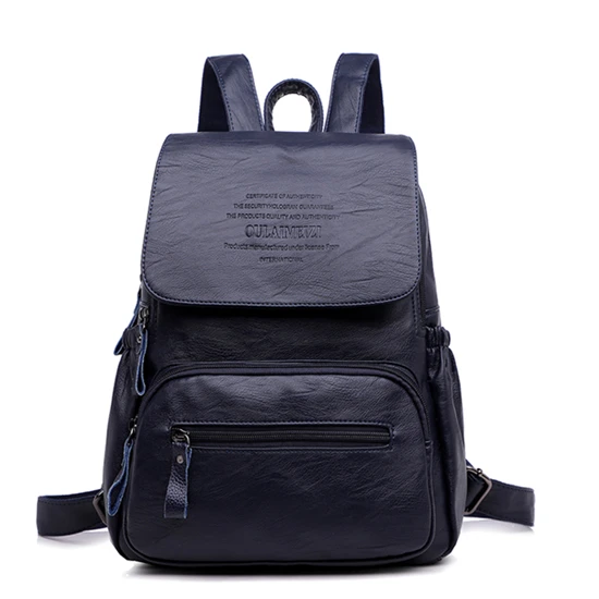 Vfemage, Женский дизайнерский рюкзак, высокое качество, кожа, женский рюкзак, школьные сумки, рюкзак для девочек-подростков, школьные сумки, Sac A Dos - Цвет: Blue