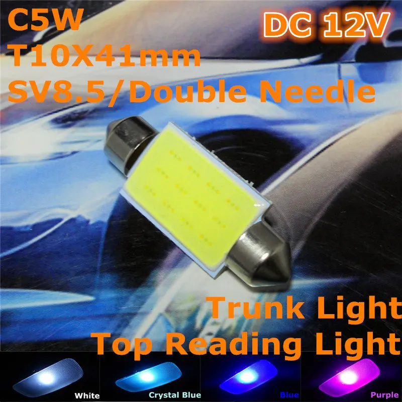 

12V LED Car Double Needle Bulb Lamp(COB Lighting Square) C5W 41mm For Top Reading Licence Board Trunk Light
