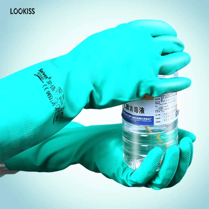 Buy 1 Pairs Latex Free Nitrile Solvent Gloves Oil Acid