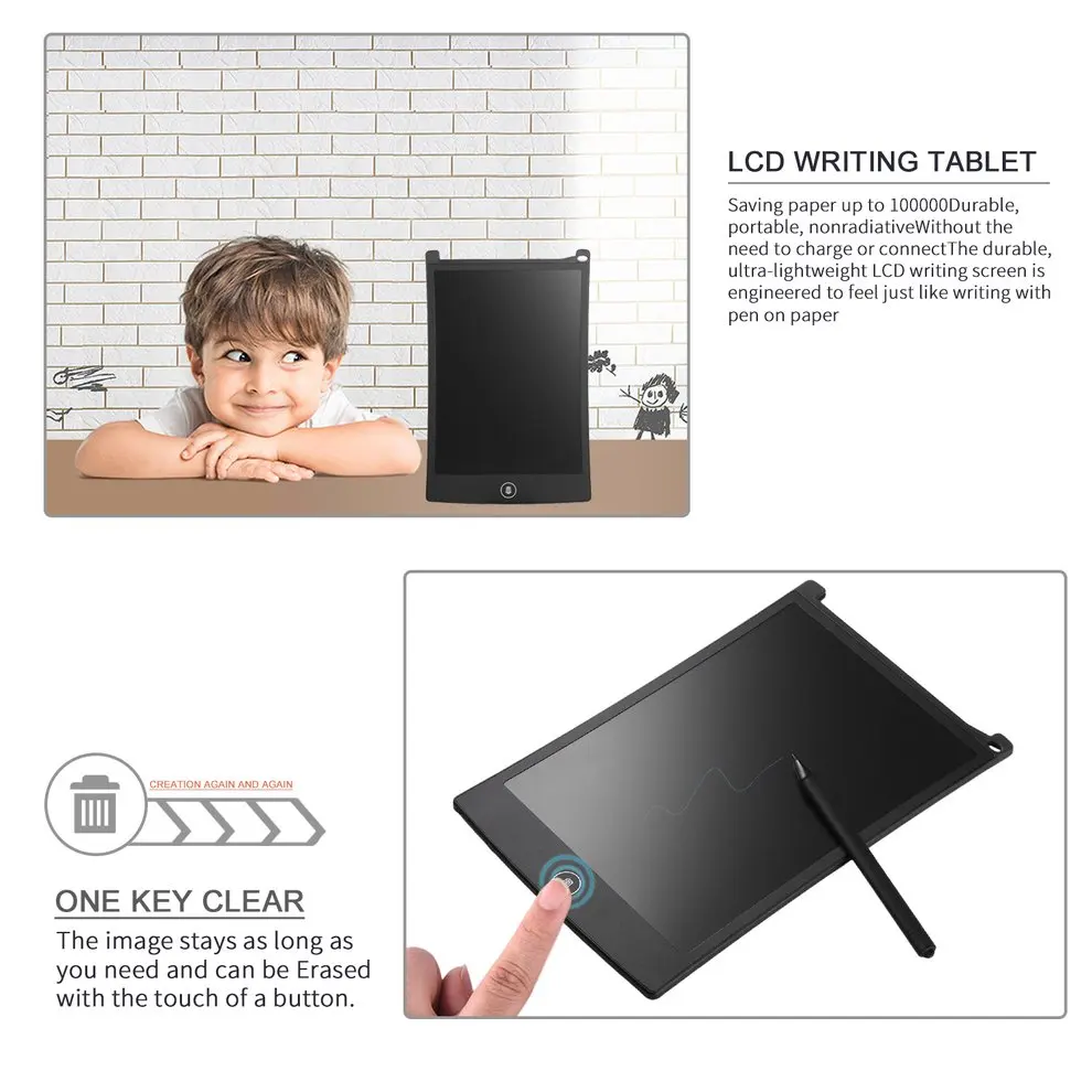 

5pcs Black 8.5" LCD Tablet Writting Drawing Pad Memo Message Board Notepad Stylus for eWriter