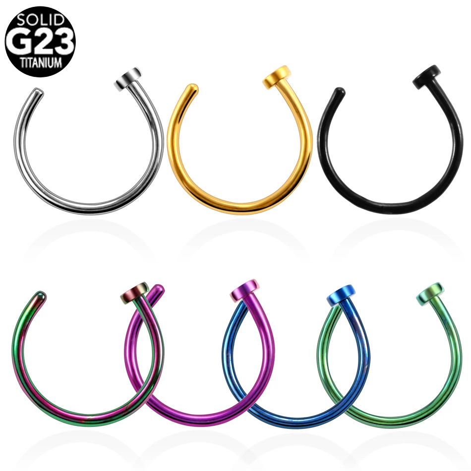 

1PC G23 Titanium Piercing Nariz 20G Nose Rings C Clip lip Piercing Burun Nose Rings Hoop Piercings Nose Stud Nostril Piercings