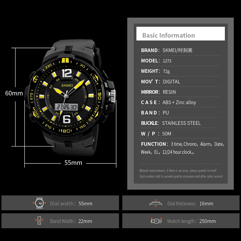 SKMEI мужские спортивные часы Многофункциональный светодиодный кварцевые цифровые наручные часы 50 м водонепроницаемые часы мужские Relogio Masculino 1273