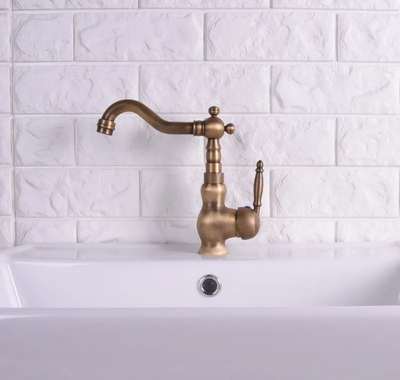 Antique Brass Finish Kitchen Faucet Bronze Single Handle Hot and Cold Water Kitchen Sink Tap Bathroom Basin Taps asf119
