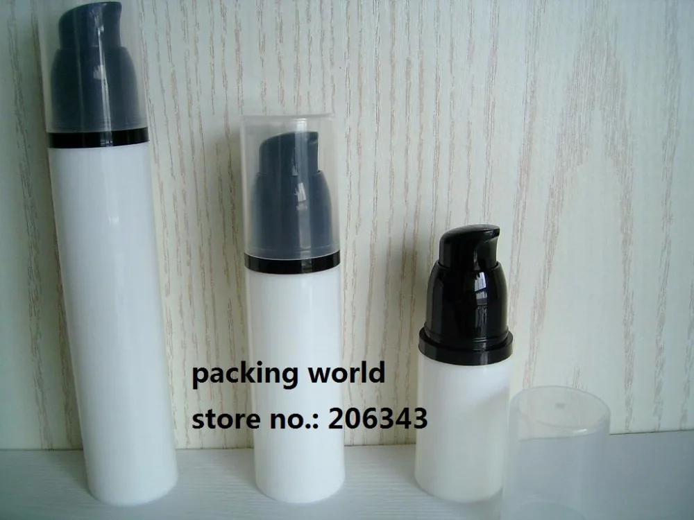 Download 15ml white plastic airless bottle with black pump transparent lid for serum/foundation/lotion ...
