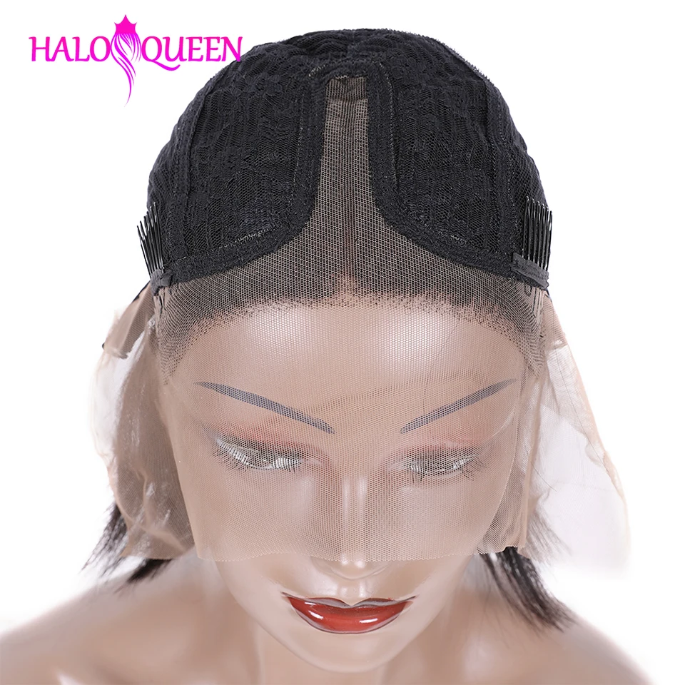 HALOQUEEN прямые кружевные передние парики малазийские предварительно выщипанные кружевные передние человеческие волосы парики с детскими волосами прямые парики 6-16 дюймов