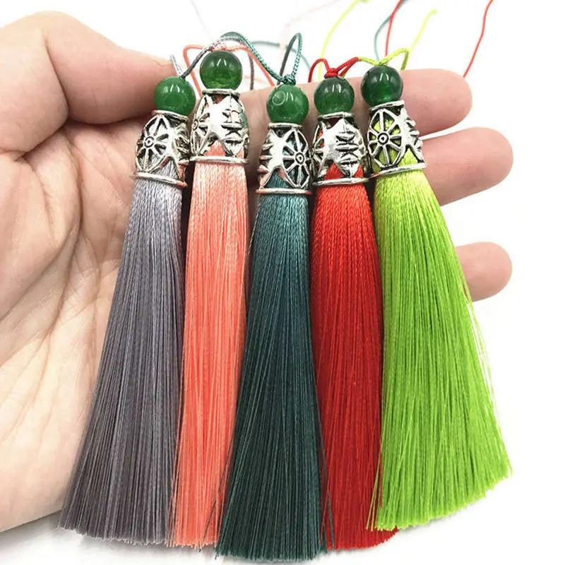 

9cm Silk Tassels Fringe With Bead Tassels Polyester Diy Hanging Curtains For Sewing Garment Home Decoration