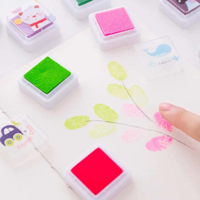 12/24 Colours Ink Pads Children Fingerprint Picture Stamps Finger Painting Stamp Pads Pigment Kids Craft DIY Toys Multi-Color self ink stamps diy ink pad