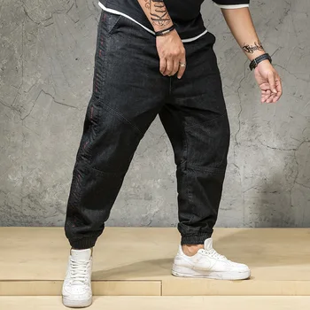 

Japanese Style Fashion Men's Jogger Jeans Black Color Streetwear Punk Pants Hip Hop Jeans Men Slim Fit Cargo Pants Size 30-46