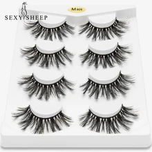 SEXYSHEEP 4 пары натуральные накладные Искусственные ресницы длинный макияж 3d норковые ресницы наращивание ресниц норковые ресницы для красоты
