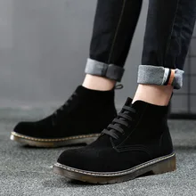 Ботинки martin черного цвета, размеры 38-47 мужская классическая обувь из натуральной кожи г. Мужская замшевая Нескользящая хлопковая обувь на меху мотоботы