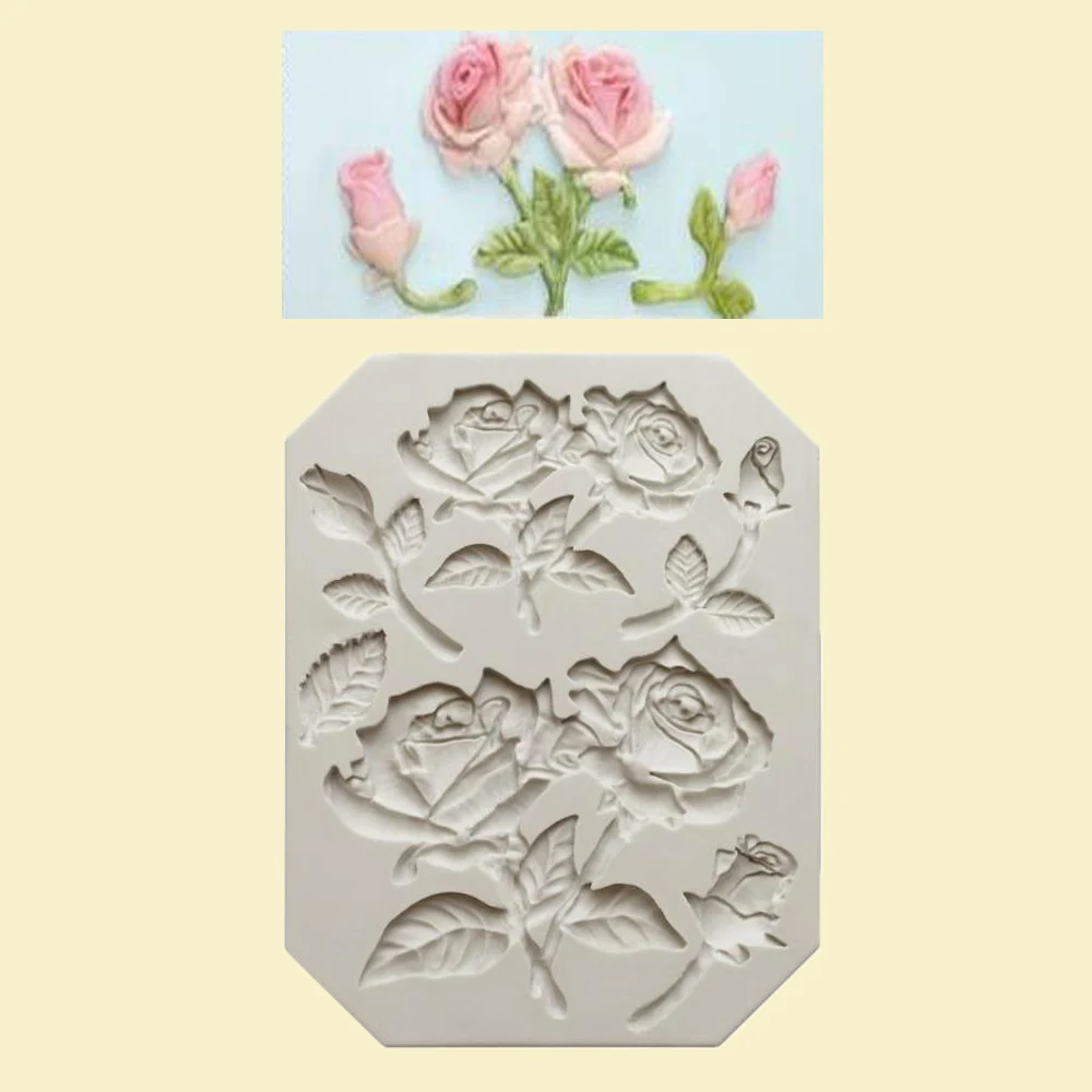NEW Rose with Stem Silicone Mold for Fondant Gum Paste /& Chocolate