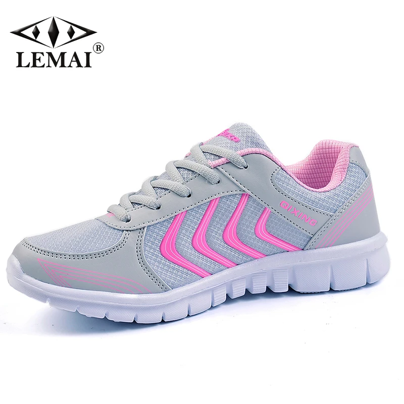 Strips Vrouwen Loopschoenen Lente Sport Lady Roze Nieuwe Atletische Sneakers Outdoor Ademend Trainers 40 size QX912W