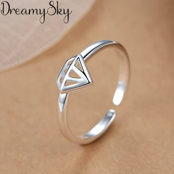

New Trendy Bohemian 925 Sterling Silver Triangle Rings For Women Girls Gift Vintage Large Engagement Ring Anillos Anelli