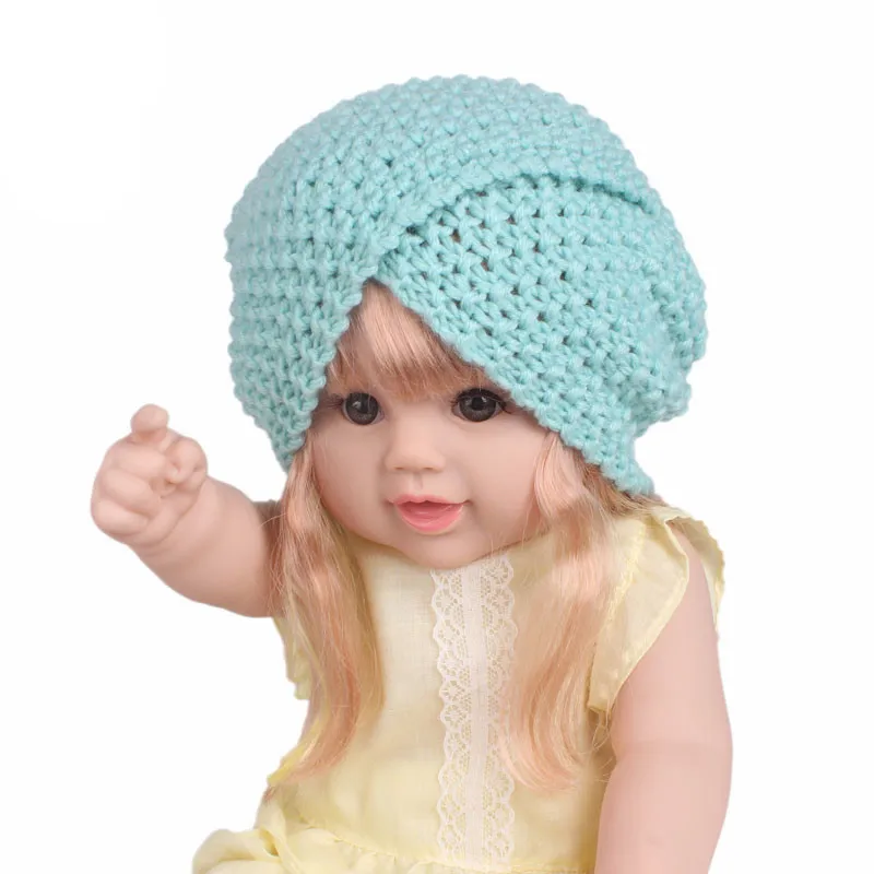 

Muslim Stretch Child Girl Winter Warm Cotton Wool Knit Cross Turban Hat Headband Hairbands Beanie Cap Headwear Hair Accessories