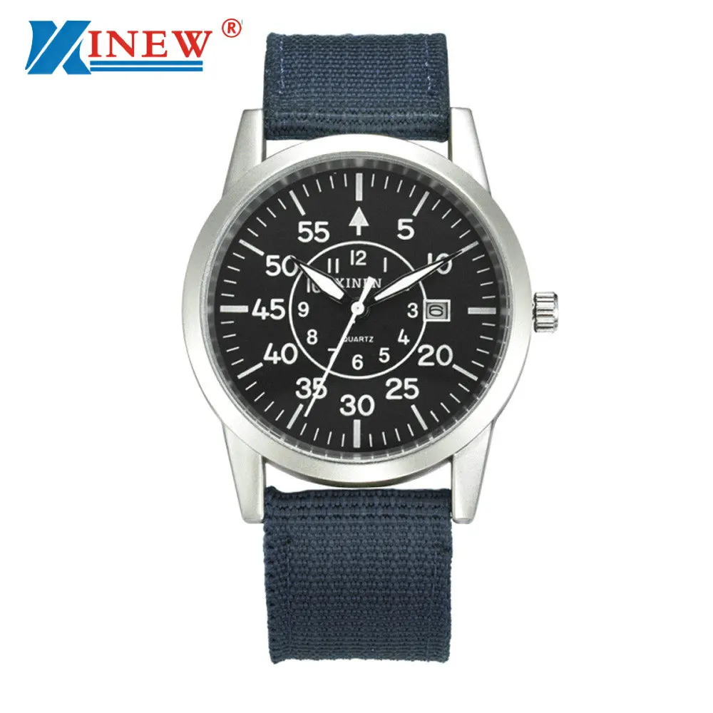 

XINEW Women New Stylish Men Stainless Canvas Military Sport Watch Date Analog Quartz WristWatch Luxury Watch For Women Men