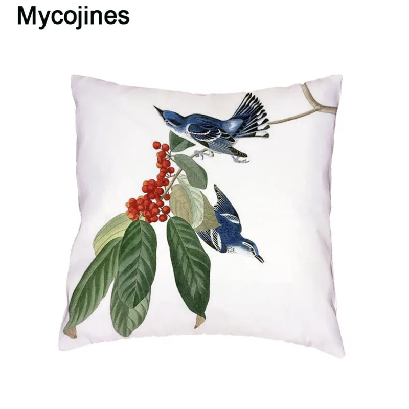 Популярные Чехлы для подушек с изображением птиц попугая белого цвета с геометрическим рисунком, декоративные наволочки для подушек персикового цвета