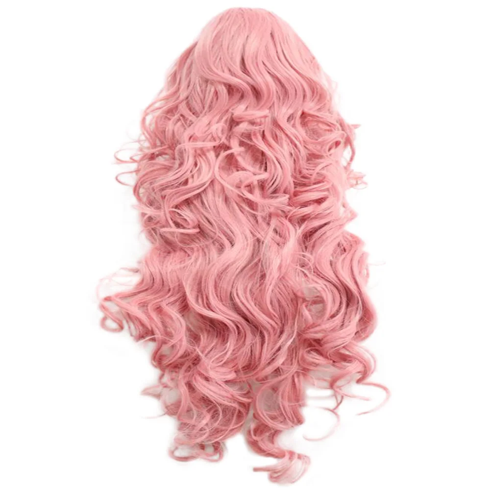 HAIRJOY Synthetic Hair Vocaloid Luka Cosplay Wig Pink Red Curly Wigs with Ponytail synthetic wig ponytail extensions