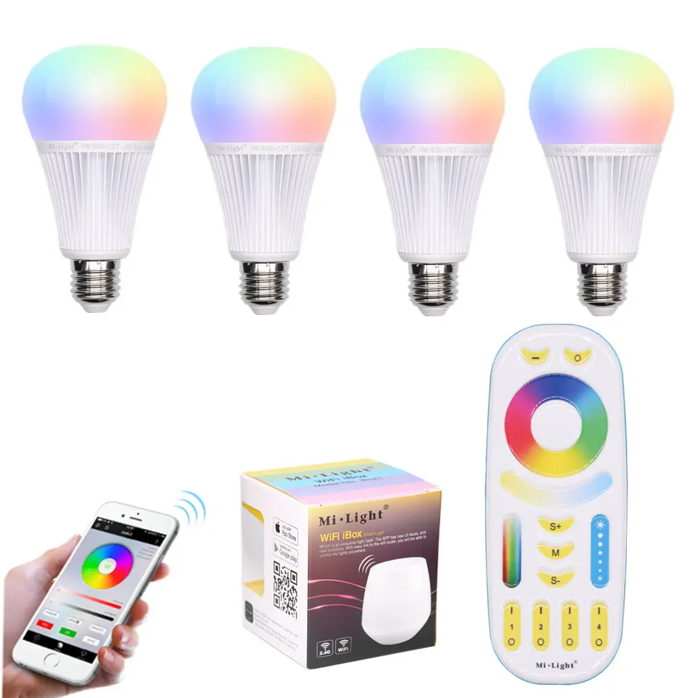 

9W LED lamp E27 RGB + CCT Bulb Night Mi Light LED Bulbs AC 85V-265V 2.4G RF Wifi Remote Control Smart Atmosphere lighting