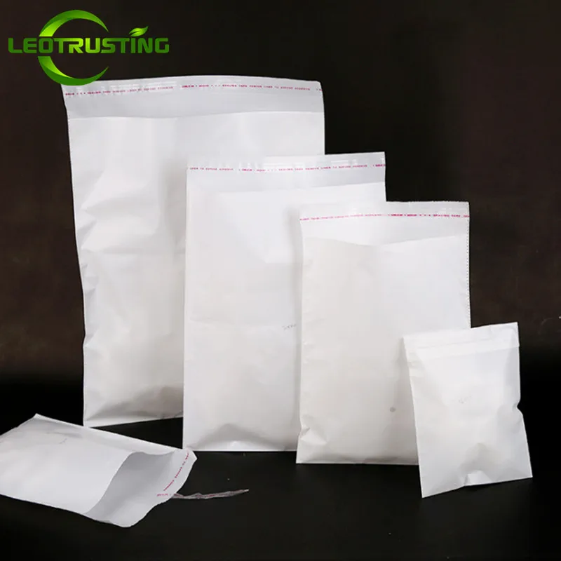 

100pcs Matte PE Milky White Plastic Adhesive Bag PE Ivory Clothing Packaging Bag Eco-friendly Frosted Plastic Skirt T-shirt Bag