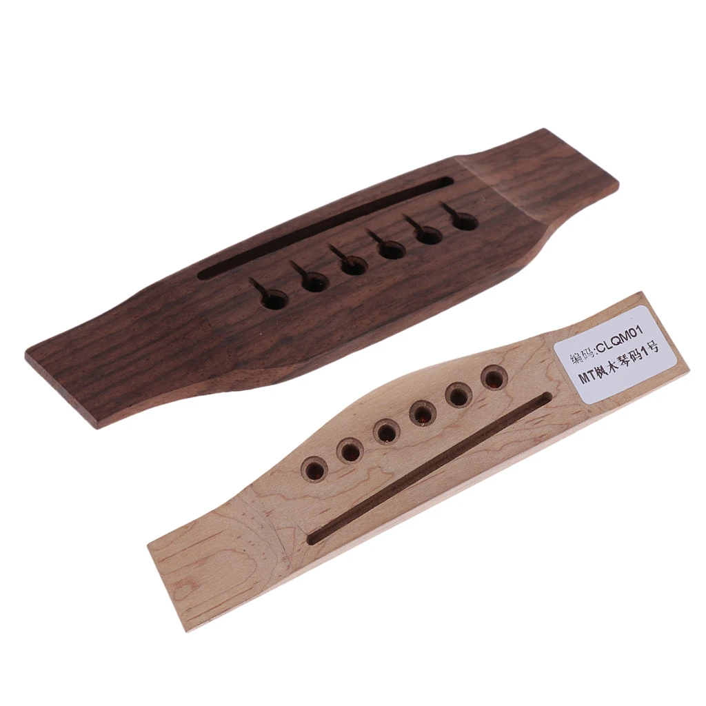 Tooyful Acoustic Guitar Rosewood Bridge W/ Maple Bridge Musical Instrument Accessory Left Handed Guitar Bridge 