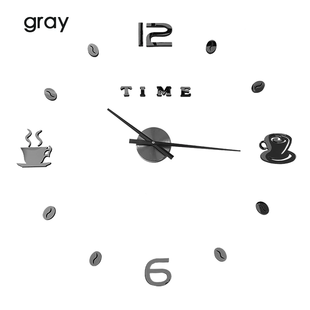 Кафе DIY большие настенные часы без рамы гигантские настенные часы современный дизайн кафе кофейная кружка кофейные зерна Настенный декор кухонные настенные часы - Цвет: wall clock gray