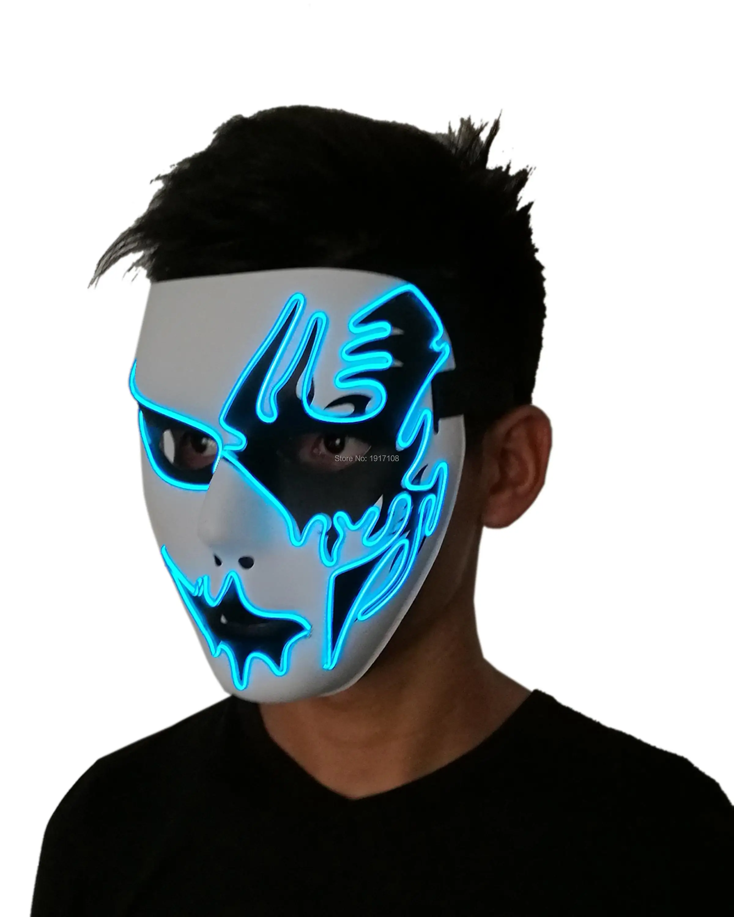 Best Price Wholesale 10 pcs halloween Mask 10 colors Select Cosplay Glow LED Mask Dance DJ Bar Night Club For Party Decoration
