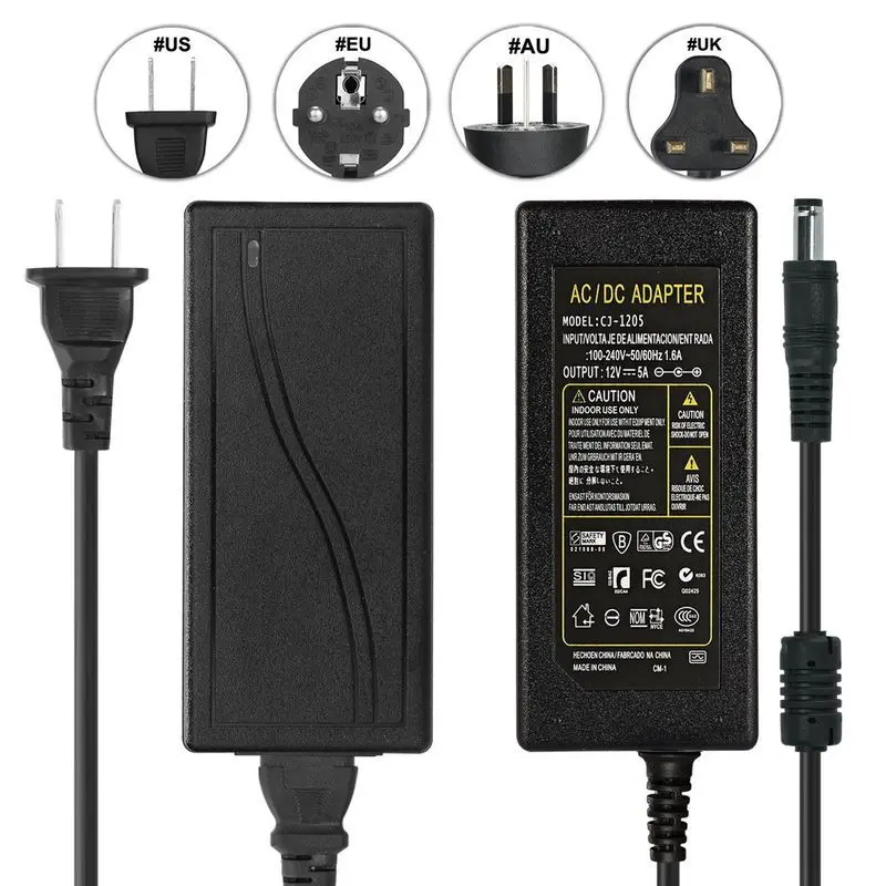

12V 5A Power Adapter Supply AC 220V To DC 12 Volt Lighting Transformer Power Adapter Charger LED Driver For LED Strip Lamp CCTV