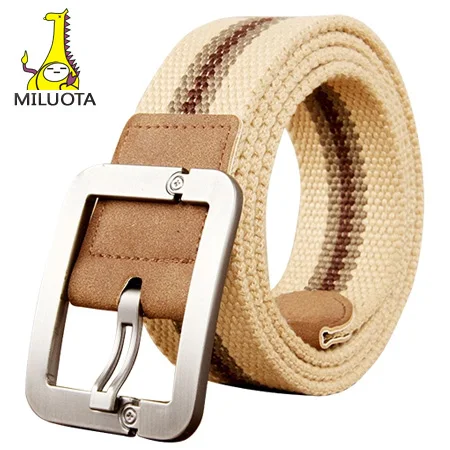 

[MILUOTA] 2018 Belts for men Fashion Casual pin buckle canvas belt men real leather fashion mens canvas belts AW1083