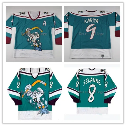 

#8 Teemu Selanne Paul Kariya #9 Wild Wing Anaheim Mighty Ducks Hockey Jersey Embroidery Stitched any number and name Jerseys