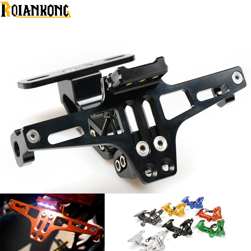 CNC Aluminum Motorcycle Rear License Plate Mount Holder with LED Light For Yamaha FZ1 FZ6 FZ-07 FZ8 FZ-09 FZ-10 FZS1000 FAZER