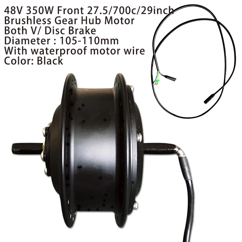 Новинка, 48 В, 350 Вт, 250 Вт, бесщеточный мотор-концентратор для электрического велосипеда, комплект, передний, задний дорожный велосипед, MTB велосипед, высокоскоростной, водонепроницаемый, мощный двигатель - Цвет: 48V350W Front700c29